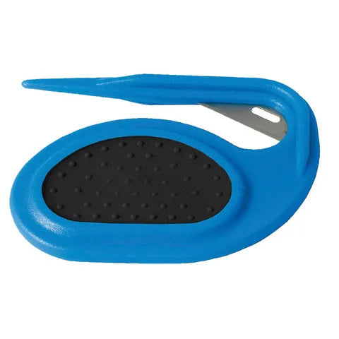 Groom Professional Matt Splitter showing blue anti-slip handle with black grip pad and exposed steel blade tip