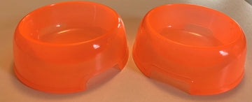 Small Round Plastic Puppy/Dog Food/Water Bowl - Set of 2