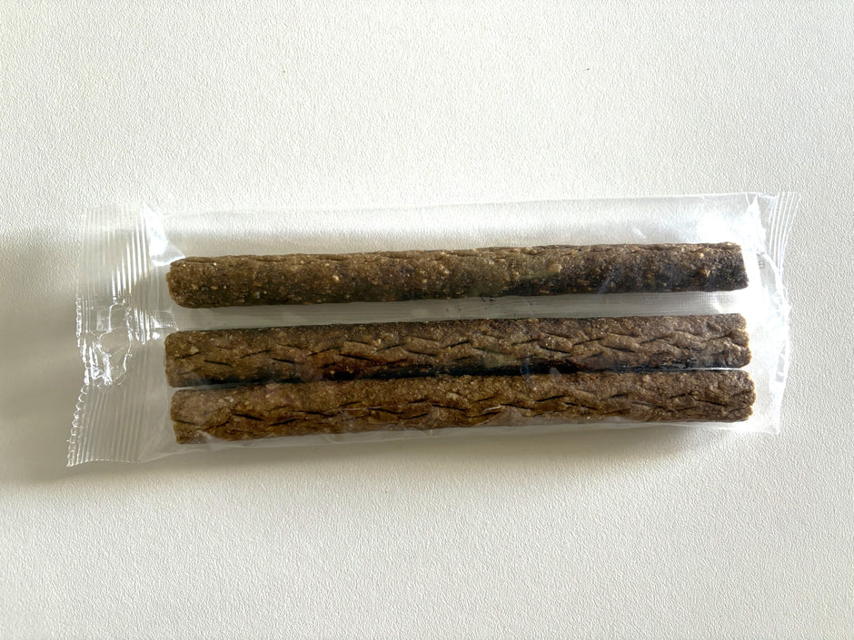 Three GoPetPlace 20cm lamb sticks in a clear sealed plastic pack, shown from above on a white background.